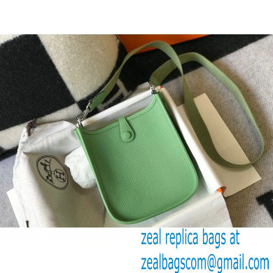 Hermes Mini Evelyne Bag Avocado Green with Silver Hardware