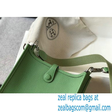 Hermes Mini Evelyne Bag Avocado Green with Silver Hardware