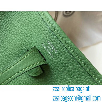 Hermes Mini Evelyne Bag Avocado Green with Silver Hardware