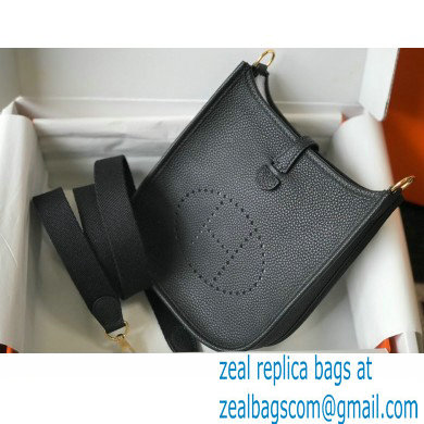 Hermes Mini Evelyne Bag Black with Gold Hardware Half Handmade