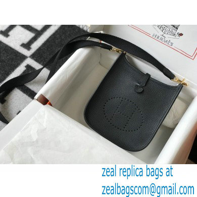 Hermes Mini Evelyne Bag Black with Gold Hardware Half Handmade