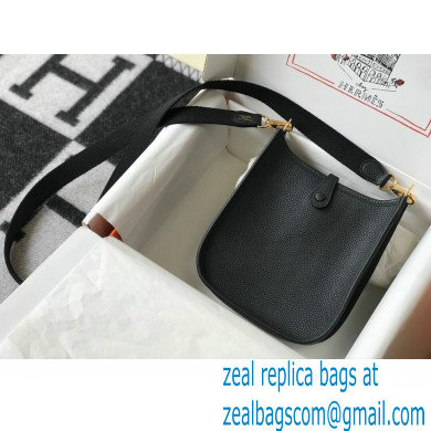 Hermes Mini Evelyne Bag Black with Gold Hardware Half Handmade