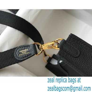 Hermes Mini Evelyne Bag Black with Gold Hardware Half Handmade