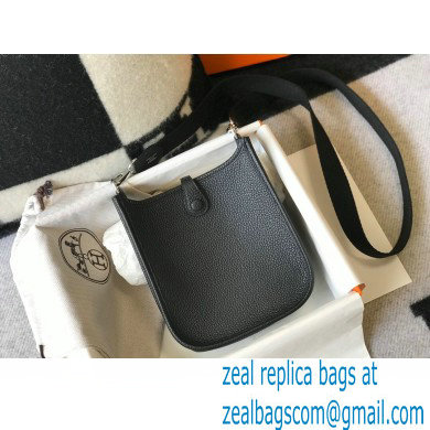 Hermes Mini Evelyne Bag Black with Silver Hardware