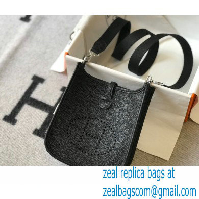 Hermes Mini Evelyne Bag Black with Silver Hardware