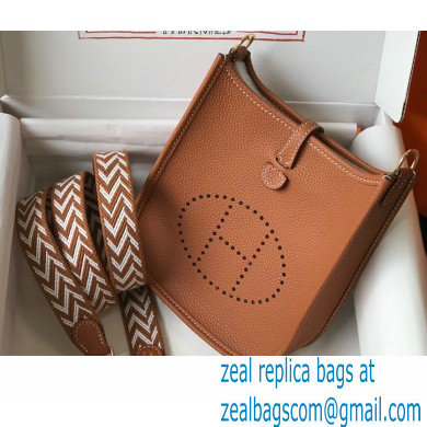 Hermes Mini Evelyne Bag Brown with Gold Hardware Half Handmade