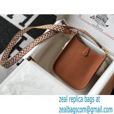 Hermes Mini Evelyne Bag Brown with Gold Hardware Half Handmade