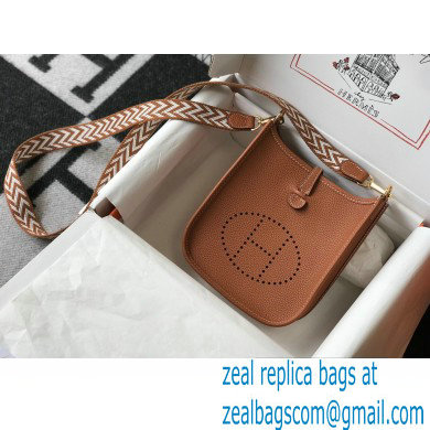 Hermes Mini Evelyne Bag Brown with Gold Hardware Half Handmade