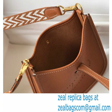 Hermes Mini Evelyne Bag Brown with Gold Hardware Half Handmade