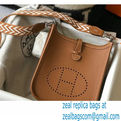 Hermes Mini Evelyne Bag Brown with Silver Hardware