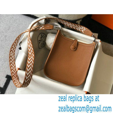 Hermes Mini Evelyne Bag Brown with Silver Hardware