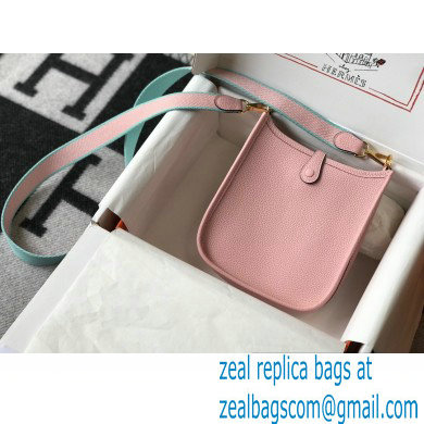 Hermes Mini Evelyne Bag Cherry Pink with Gold Hardware Half Handmade