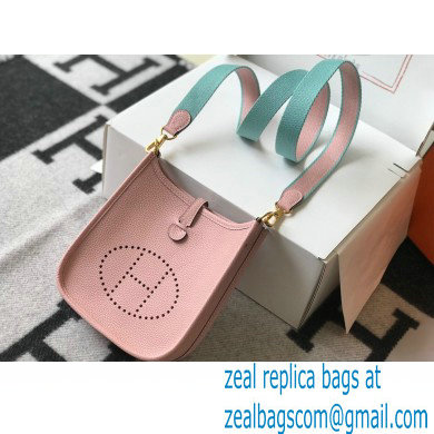 Hermes Mini Evelyne Bag Cherry Pink with Gold Hardware Half Handmade