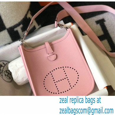 Hermes Mini Evelyne Bag Cherry Pink with Silver Hardware