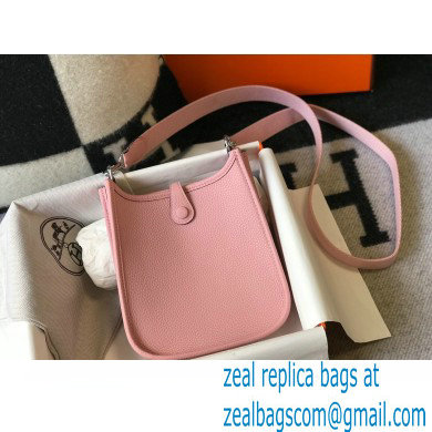 Hermes Mini Evelyne Bag Cherry Pink with Silver Hardware