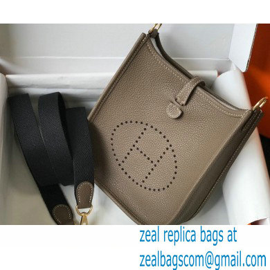 Hermes Mini Evelyne Bag Etoupe with Gold Hardware Half Handmade