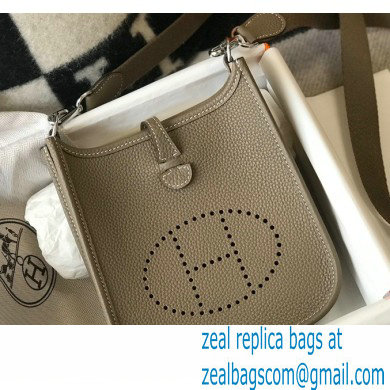 Hermes Mini Evelyne Bag Etoupe with Silver Hardware