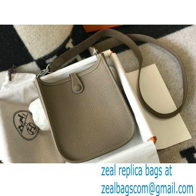 Hermes Mini Evelyne Bag Etoupe with Silver Hardware