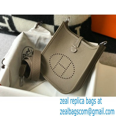 Hermes Mini Evelyne Bag Etoupe with Silver Hardware