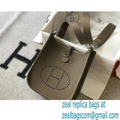 Hermes Mini Evelyne Bag Etoupe with Silver Hardware