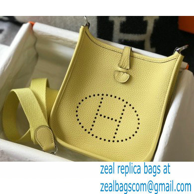 Hermes Mini Evelyne Bag Light Yellow with Silver Hardware