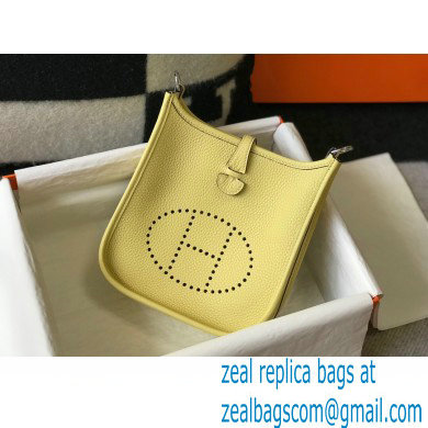 Hermes Mini Evelyne Bag Light Yellow with Silver Hardware