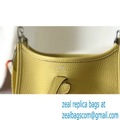 Hermes Mini Evelyne Bag Light Yellow with Silver Hardware