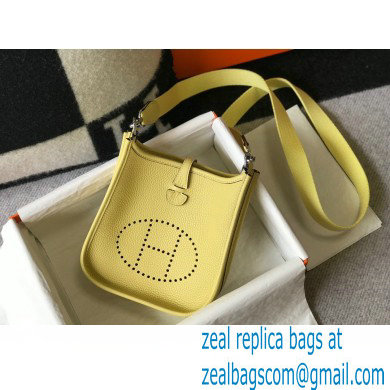 Hermes Mini Evelyne Bag Light Yellow with Silver Hardware