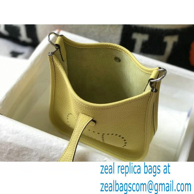 Hermes Mini Evelyne Bag Light Yellow with Silver Hardware