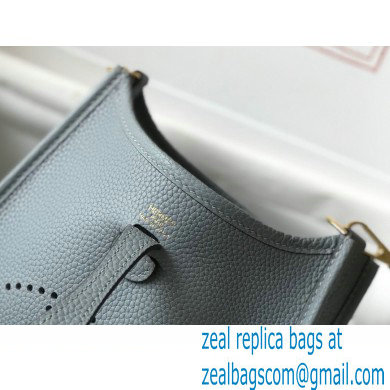 Hermes Mini Evelyne Bag Linen Blue with Gold Hardware Half Handmade