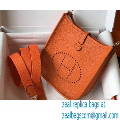 Hermes Mini Evelyne Bag Orange with Gold Hardware Half Handmade - Click Image to Close