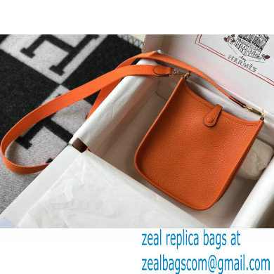 Hermes Mini Evelyne Bag Orange with Gold Hardware Half Handmade - Click Image to Close