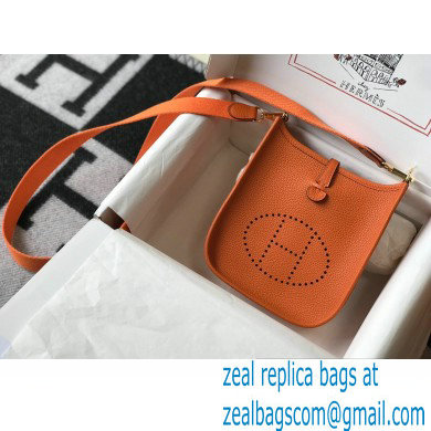 Hermes Mini Evelyne Bag Orange with Gold Hardware Half Handmade - Click Image to Close