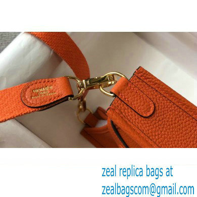 Hermes Mini Evelyne Bag Orange with Gold Hardware Half Handmade