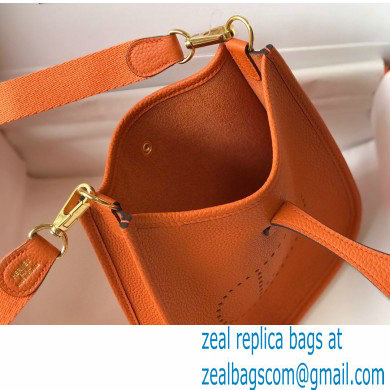 Hermes Mini Evelyne Bag Orange with Gold Hardware Half Handmade