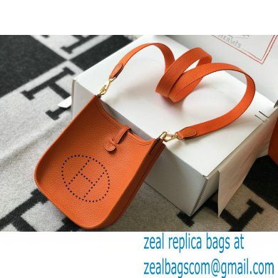 Hermes Mini Evelyne Bag Orange with Gold Hardware Half Handmade - Click Image to Close