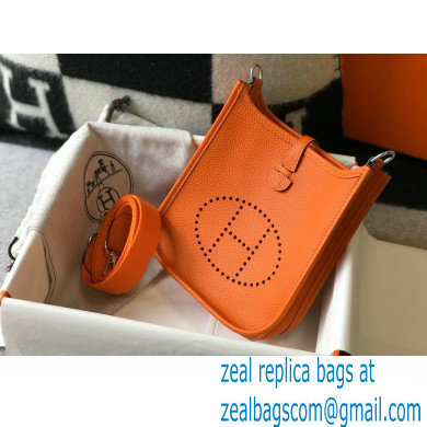 Hermes Mini Evelyne Bag Orange with Silver Hardware