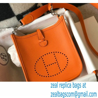 Hermes Mini Evelyne Bag Orange with Silver Hardware