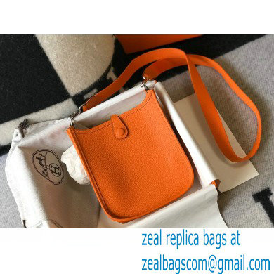 Hermes Mini Evelyne Bag Orange with Silver Hardware