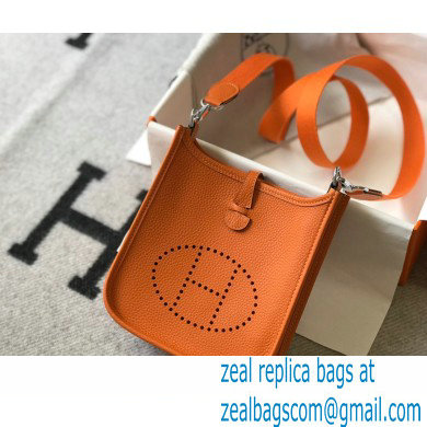 Hermes Mini Evelyne Bag Orange with Silver Hardware