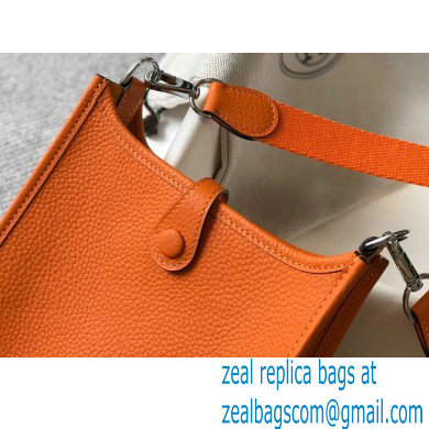 Hermes Mini Evelyne Bag Orange with Silver Hardware