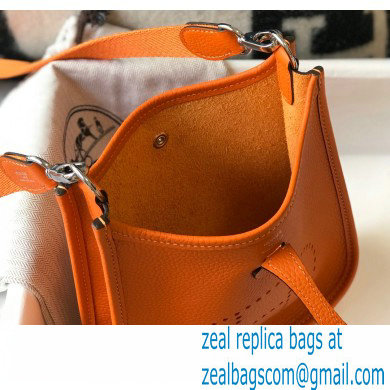 Hermes Mini Evelyne Bag Orange with Silver Hardware