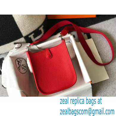 Hermes Mini Evelyne Bag Red with Silver Hardware