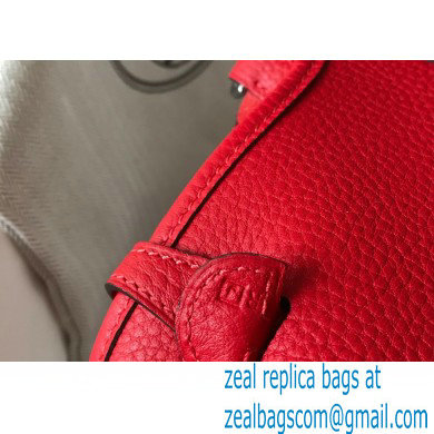Hermes Mini Evelyne Bag Red with Silver Hardware