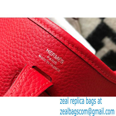 Hermes Mini Evelyne Bag Red with Silver Hardware