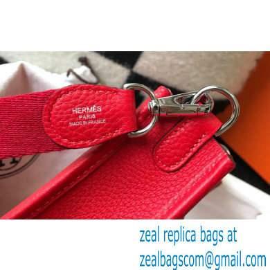 Hermes Mini Evelyne Bag Red with Silver Hardware