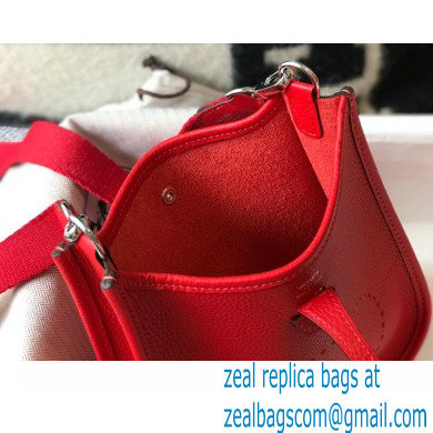 Hermes Mini Evelyne Bag Red with Silver Hardware