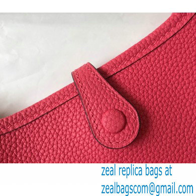 Hermes Mini Evelyne Bag Rouge Pink with Gold Hardware Half Handmade