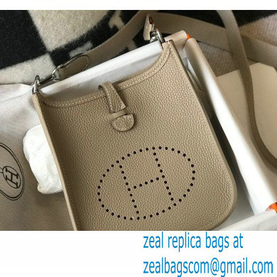 Hermes Mini Evelyne Bag Tourterelle Grey with Silver Hardware