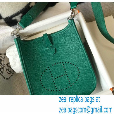 Hermes Mini Evelyne Bag Vertigo Green with Silver Hardware